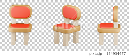木製のシンプルな椅子の3Dイラスト 木製のシンプルな椅子の3Dイラスト 134934477
