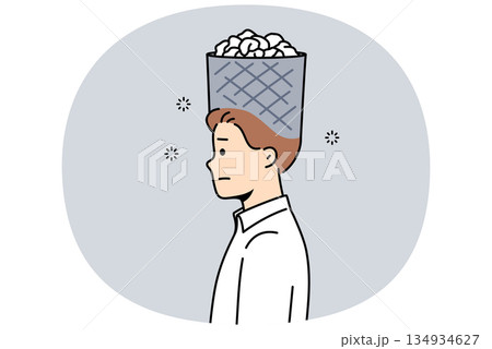 Information garbage fills head of business man who needs detox and clearing memory Information garbage fills head of business man who needs detox and clearing memory 134934627