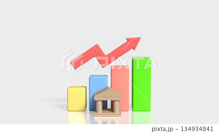 Financial Growth Concept with Colorful Bar Chart and Upward Arrow 3d render. 134934841