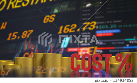 Rising Business Cost Analysis with Financial Market Background 3d render. Rising Business Cost Analysis with Financial Market Background 3d render. 134934852