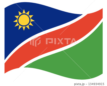 Waving flag of Namibia isolated. Waving flag of Namibia isolated. 134934915