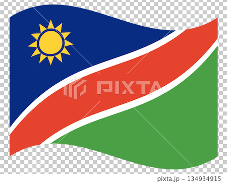 Waving flag of Namibia isolated. Waving flag of Namibia isolated. 134934915