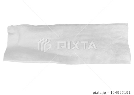 A single facial tissue on a white background 134935191