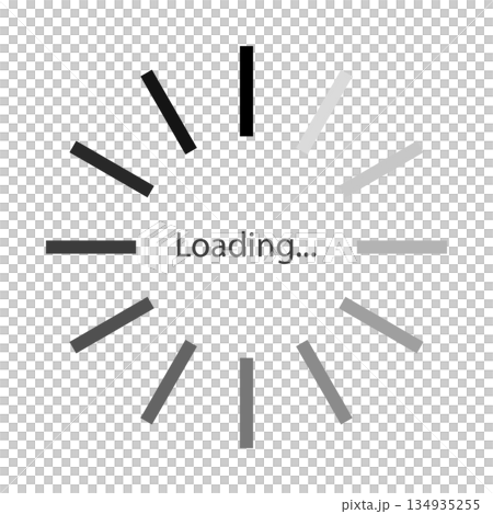 Vector illustration of a loading mark made of monochrome gradient elongated rectangles arranged in a circle Vector illustration of a loading mark made of monochrome gradient elongated rectangles arranged in a circle 134935255