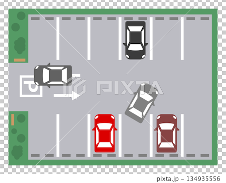 Convenient parking lot for parking your car. Plan view of a coin parking lot. 134935556