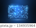 Message. Polygonal wireframe mesh with dots and stars. Mail, Letter, email or other concept illustration or background 134935964