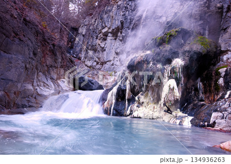 日光市　湯沢噴泉塔　温泉の析出物 134936263