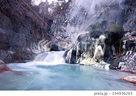 日光市　湯沢噴泉塔　温泉の析出物 134936265