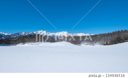 中山高原・スノートレッキング (北アルプスの眺め) 中山高原・スノートレッキング (北アルプスの眺め) 134936516