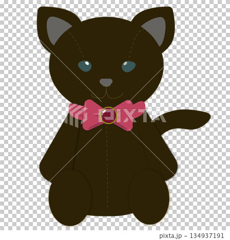 一隻坐著的貓的毛絨玩具插圖 134937191