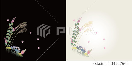 日本の野の花「秋の七草」のイメージイラスト 日本の野の花「秋の七草」のイメージイラスト 134937663