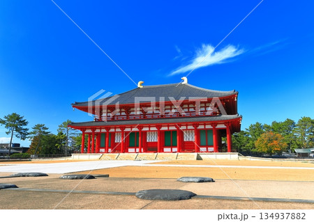 【奈良県】晴天の興福寺（中金堂） 134937882