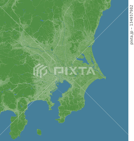 日本の関東地方の衛星写真風イラスト 134937982