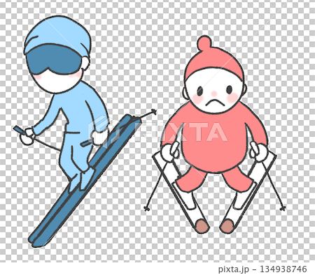 高級滑雪者和初級滑雪者 134938746