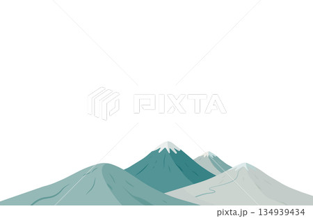 ほっこりかわいい北欧タッチの雪山イラスト 134939434
