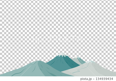 ほっこりかわいい北欧タッチの雪山イラスト 134939434