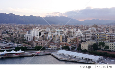 Palermo, Sicily, Italy. City port with ships and cruise ships. . Aerial view at day 134940176