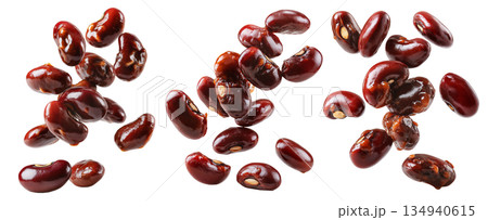Cooked red kidney beans floating in mid-air, isolated on white background, Boston Baked Beans slow-cooked with molasses and pork Cooked red kidney beans floating in mid-air, isolated on white background, Boston Baked Beans slow-cooked with molasses and pork 134940615
