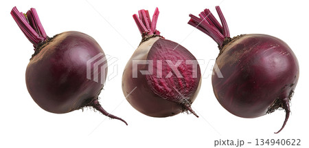 Fresh beetroot with dirt on the surface, isolated on white transparent background. Fresh beetroot with dirt on the surface, isolated on white transparent background. 134940622