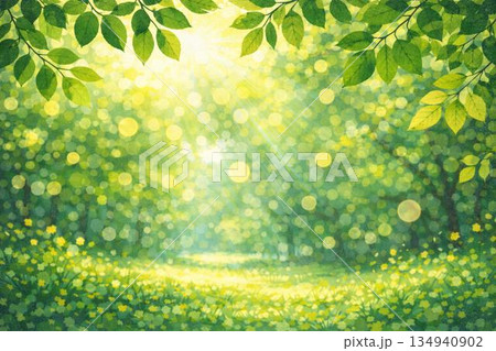 新緑　若葉　エコ　貼り絵風 134940902