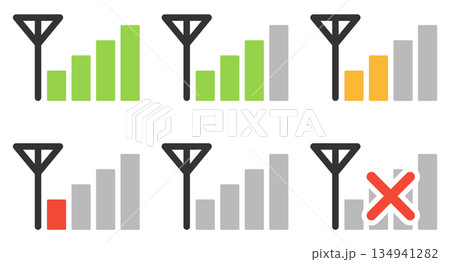 携帯電話の電波のフラットアイコンセット 134941282
