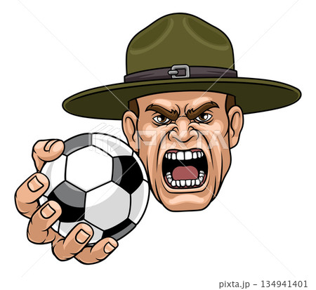 Drill Instructor Sergeant Soccer Football Mascot Drill Instructor Sergeant Soccer Football Mascot 134941401