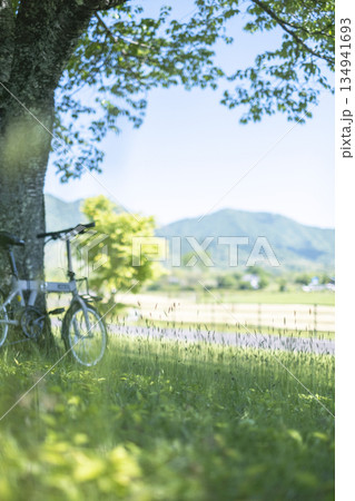新緑・初夏のサイクリングイメージ (蒜山高原) 新緑・初夏のサイクリングイメージ (蒜山高原) 134941693