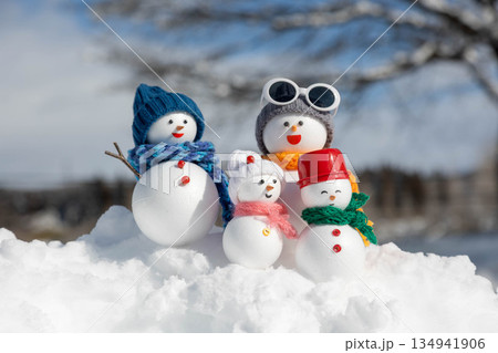 新雪と雪だるまファミリー 新雪と雪だるまファミリー 134941906