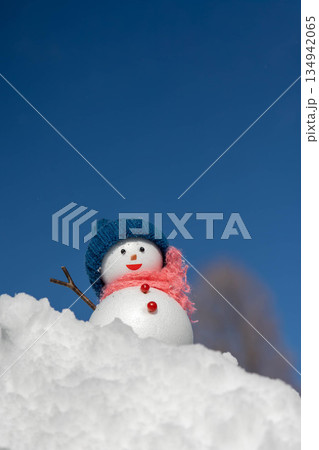 新雪と雪だるま 134942065