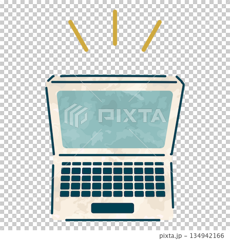 正面から俯瞰したシンプルなノートパソコン 134942166