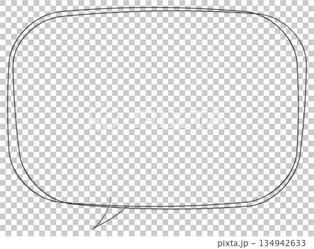 Speech bubble illustration 21 [Hand-drawn graffiti-style double lines] 134942633