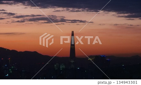 korea lottetower winter morning 134943301