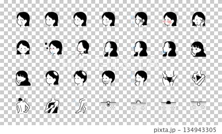 皮膚和美容圖示插圖集向量圖 134943305