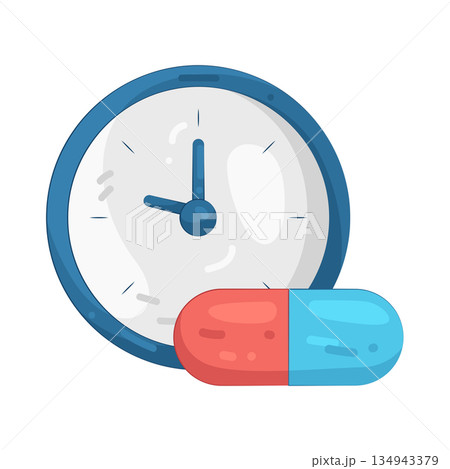 Illustration of Time to Take Medication 134943379