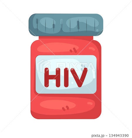 Illustration of HIV medicine bottle Illustration of HIV medicine bottle 134943390