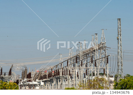 A high voltage power plant to supply electricity to the city. A high voltage power plant to supply electricity to the city. 134943676