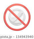 Illustration of no pill sign  134943940