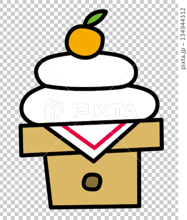 Hand-drawn style Kagami mochi icon Simple line drawing illustration Vector Hand-drawn style Kagami mochi icon Simple line drawing illustration Vector 134944312