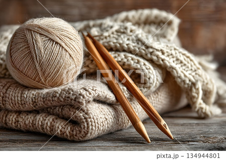 編み物と毛糸 134944801