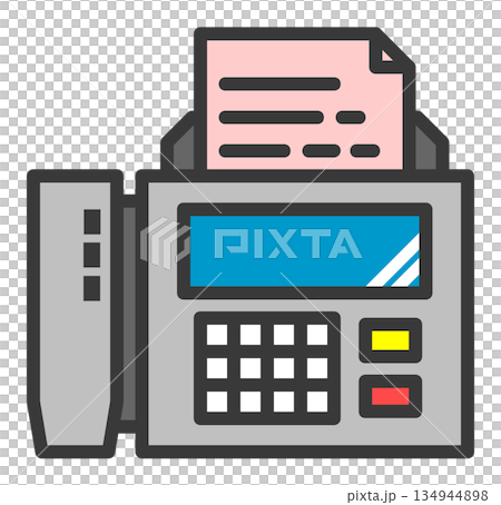 Fax phone illustration for sending and receiving business documents and messages 134944898