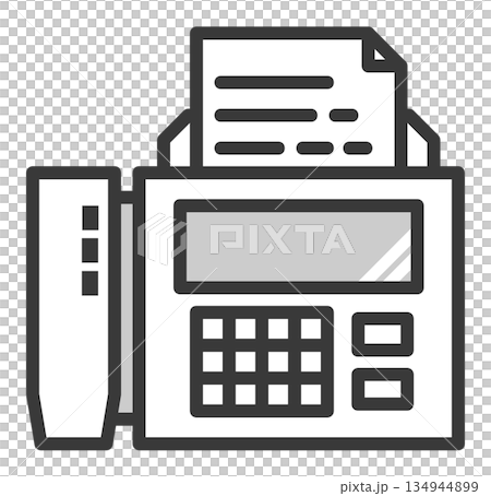 ビジネス文章やメッセージを送受信するファックスの電話機イラスト 134944899