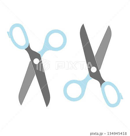 Flat illustration of colorful scissors isolated on white background. Simple and clean design suitable for craft, sewing, office, school, stationery, and cutting tool concepts. Flat illustration of colorful scissors isolated on white background. Simple and clean design suitable for craft, sewing, office, school, stationery, and cutting tool concepts. 134945418