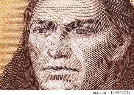 Tupac Amaru II a closeup portrait from Peruvian money Tupac Amaru II a closeup portrait from Peruvian money 134945732