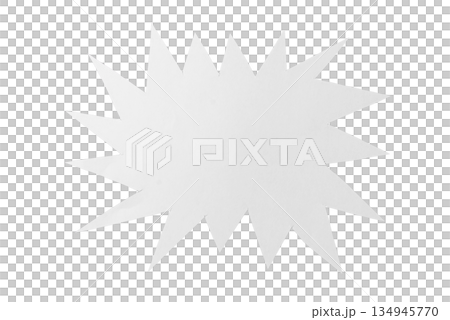 A dynamic white paper cutout in an explosion or burst shape featuring realistic torn, jagged edges. Great for grunge, comic, or sale banner designs. On a transparent background. 134945770
