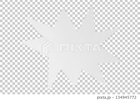 A dynamic white paper cutout in an explosion or burst shape with smooth edges. Ideal for text boxes, sale signs, or graphic design elements. On a transparent background. 134945772