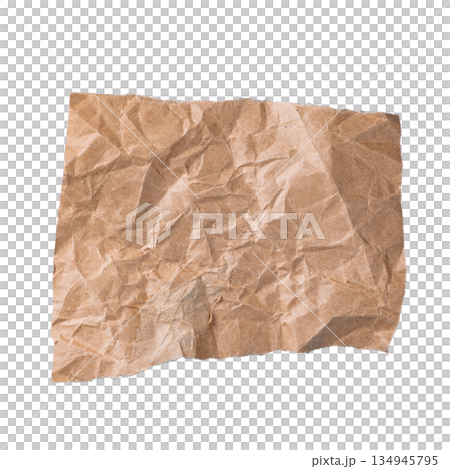 A single rectangular piece of brown craft paper with a natural torn right edge, isolated on a transparent background. Great for notes, banners, or price tags. 134945795