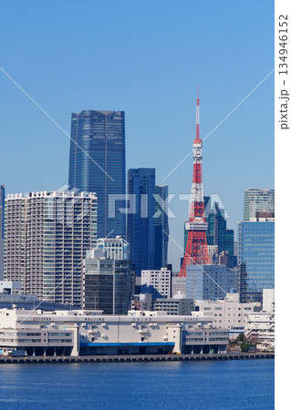 東京湾の海岸に建ち並ぶオフィスビル 東京湾の海岸に建ち並ぶオフィスビル 134946152