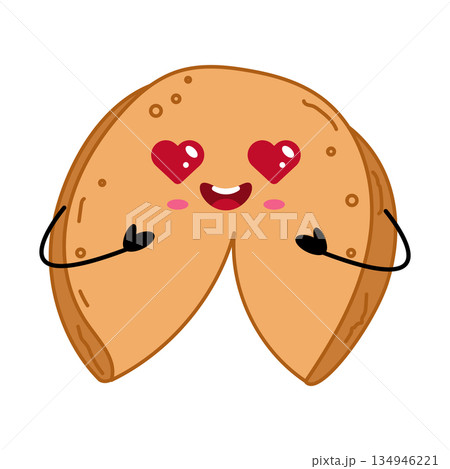 Love Fortune Cookie Character With Heart Eyes Illustration Love Fortune Cookie Character With Heart Eyes Illustration 134946221