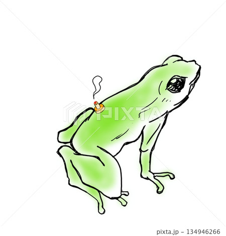 お灸をするカエル 134946266