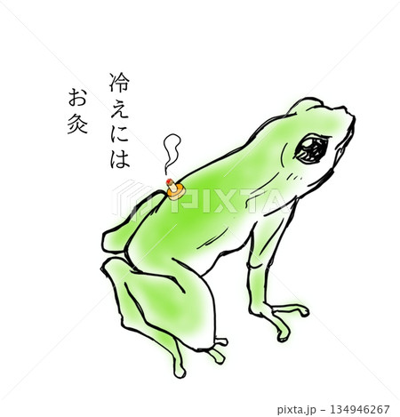 お灸をするカエル 134946267